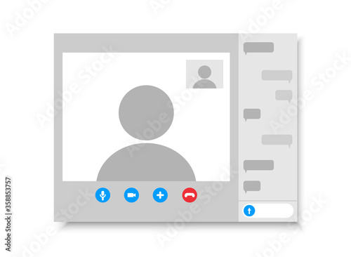 Video call screen layout. Communication over the Internet. Skype Vector illustration.