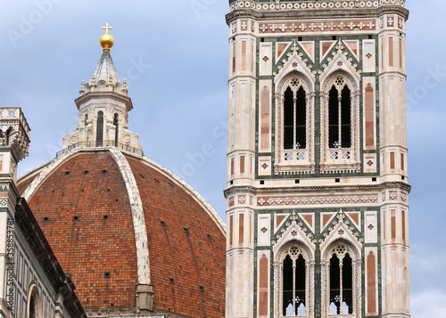 Dome of the Florence Cathedral and the bell tower of the famous photo
