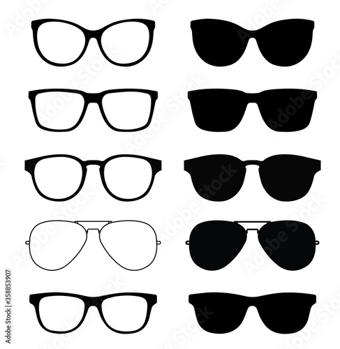 Design of glasses and sunglasses icon Collection