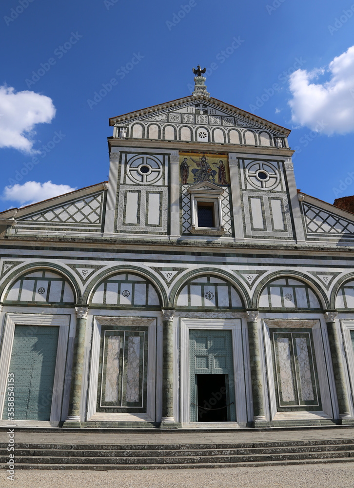 Facade of the famous church of San Miniato near Florence in the