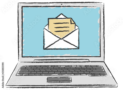 Doodle of laptop with email message