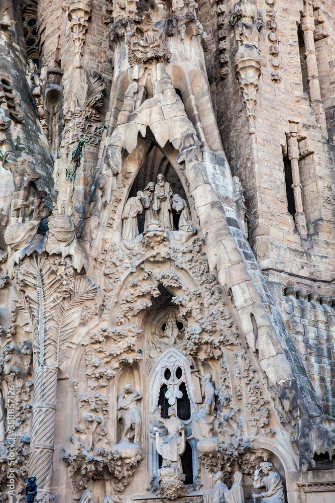 Detail of the Nativity Facade of the Basilica and Expiatory Church of the Holy Family