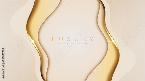 Luxury golden line  background mustard shades in 3d abstract style, Illustration from vector about modern template deluxe design.