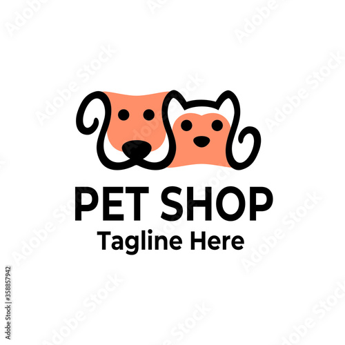 DogyCaty Logo Cartoon Character. Logo template made on Animals or 
pets theme with simple contents. Unique cartoon design for blog, 
hotel, pet shop, veterinary clinic, etc