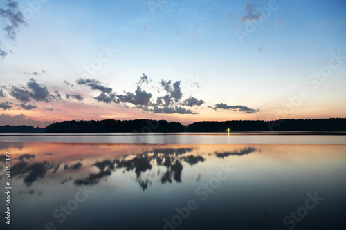 Fototapeta Naklejka Na Ścianę i Meble -  landscape with reflections in the river before dawn