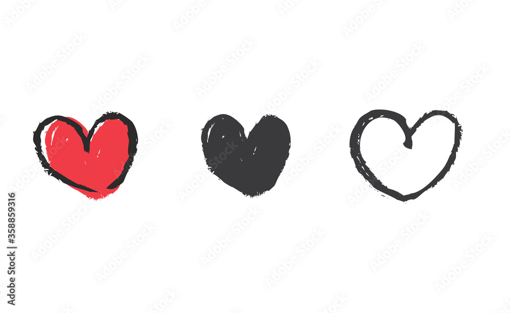 Heart doodles set. Collection of hand drawn illustrated hearts. Heart doodles set. Collection of hand drawn illustrated hearts.