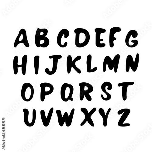 English alphabet. Handwritten capital letters.