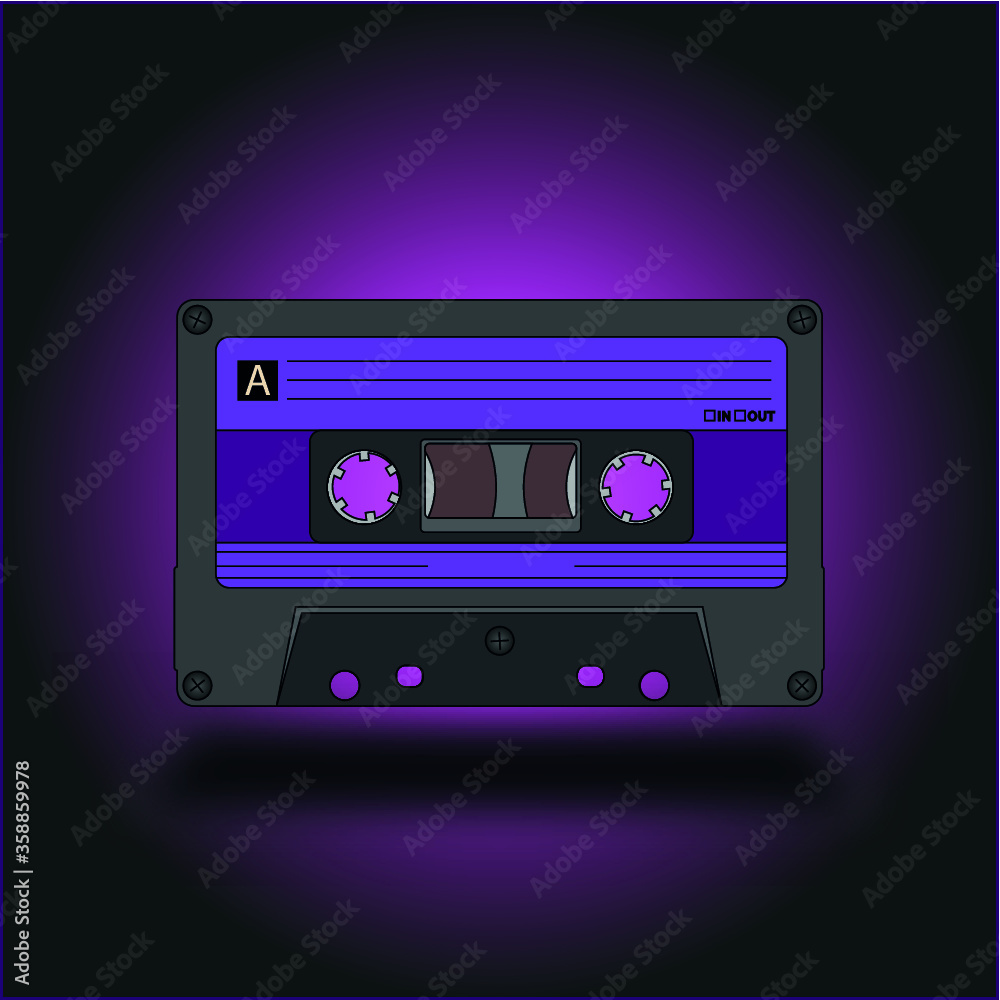 Obraz premium synthpop Audio cassette music eighties retro wave rap hip hop rock boombox