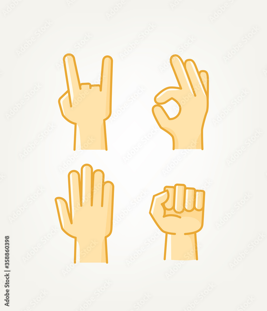Obraz premium Hand gesture comic style vector icons set
