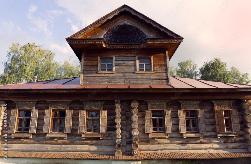 wooden house with a mezzanine in the Museum of Architecture