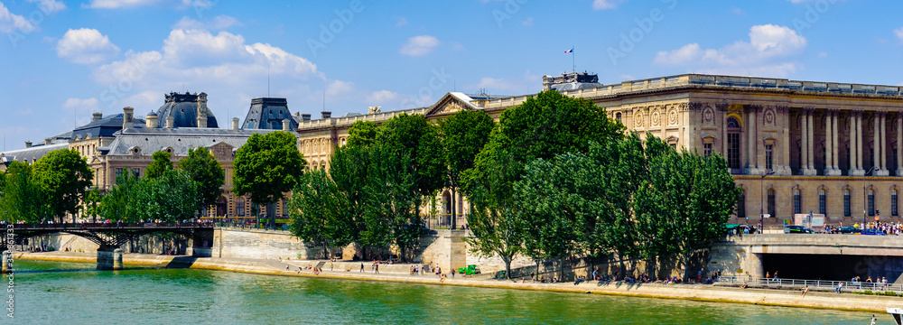 It's Art bridge and the Louvre Palace in Paris, France