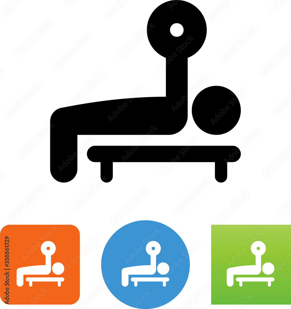 Person Working Out With Bench Press Icon Person Working Out With Bench Press Icon