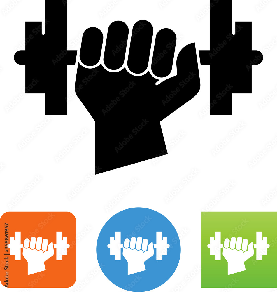 Obraz premium Hand Holding Dumbbell Fitness Icon