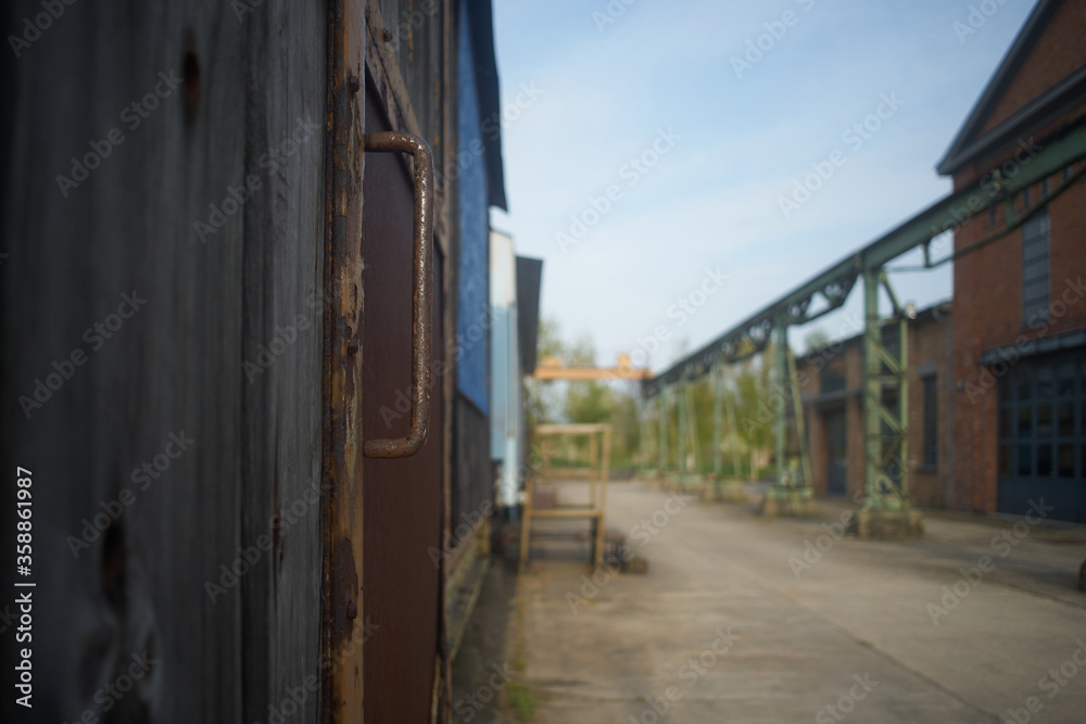 industrial idyllic zone with railway small depth of field no people