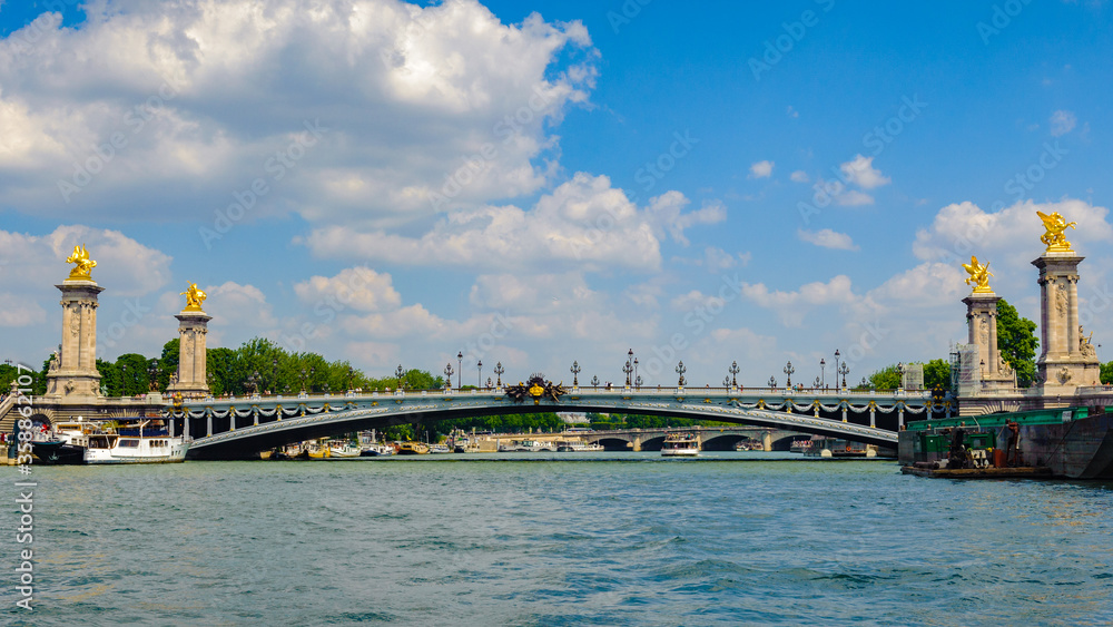 It's Panorama of the Alexandre III bridge in Paris, France