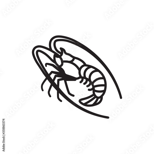 Vector spiny lobster icon. Flat illustration of spiny lobster isolated on white background. Icon vector illustration sign symbol.