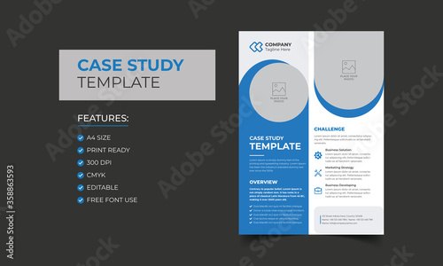 Case Study Template. Corporate Modern Business Double Side Flyer and Poster Template. Colorful booklet design.