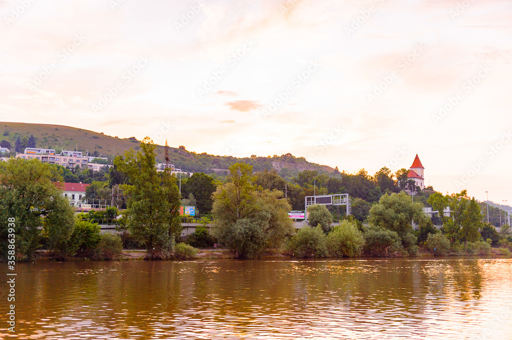 Sunset in Prague, Czech Republic (Vltava river)