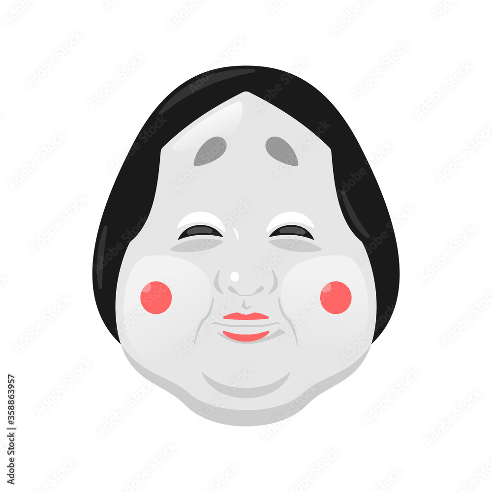 Traditional japanese theater masks, vector illustration
