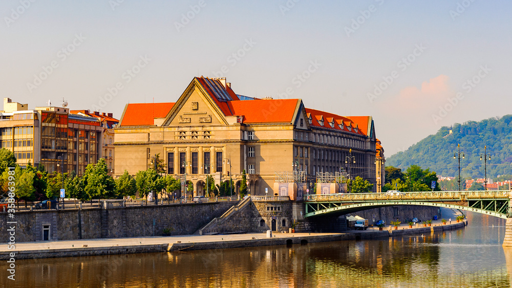 Building on the bank of the river Vltava, Czech Republic