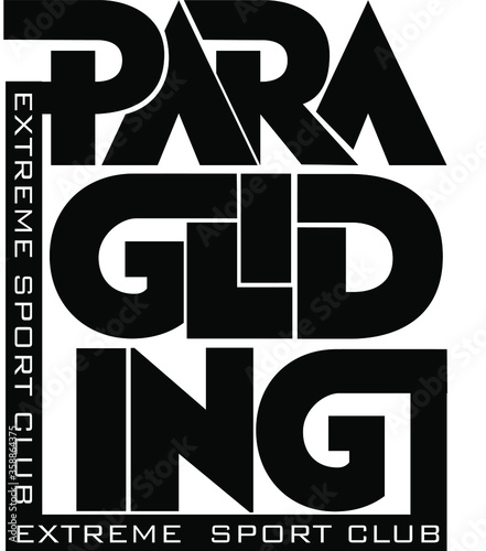 Paragliding Extreme Sport Club logo. Hand lettering illustration made in stylish design.