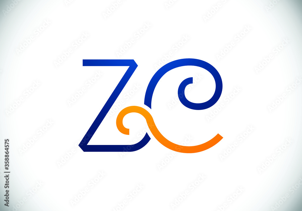 Initial Monogram Letter Z C Logo Design Vector Template. Z C Letter Logo Design Initial Monogram Letter Z C Logo Design Vector Template. Z C Letter Logo Design