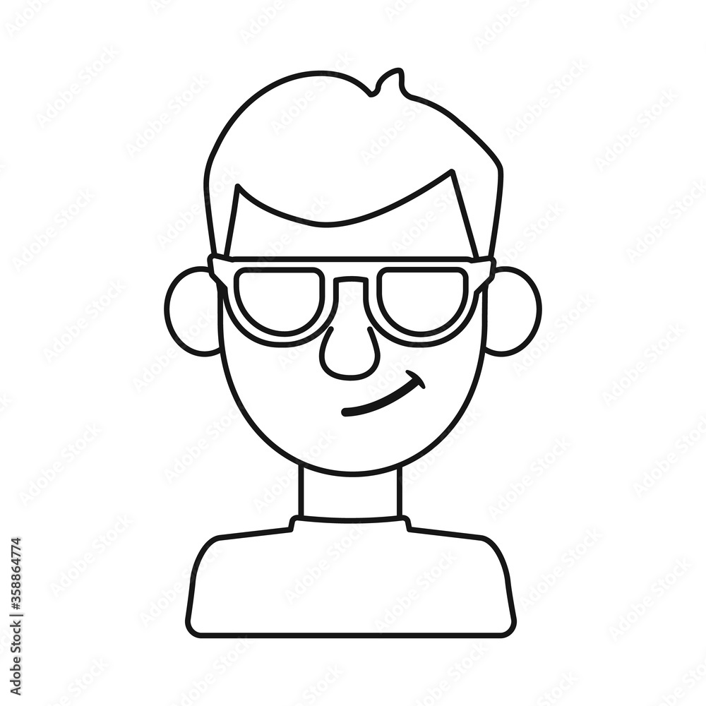 Isolated object of guy and contempt symbol. Set of guy and glasses stock vector illustration.