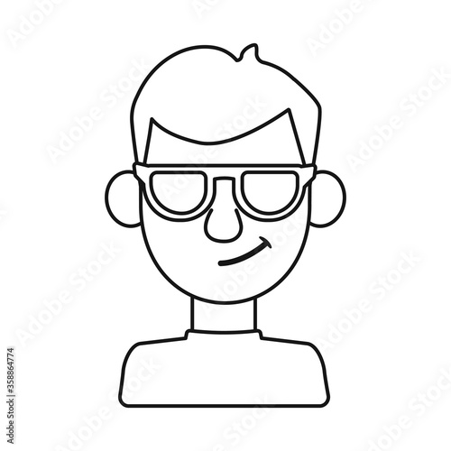 Isolated object of guy and contempt symbol. Set of guy and glasses stock vector illustration.
