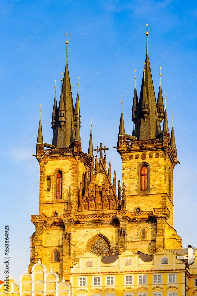 Church of Mother of God in front of Tyn,  Staromestske namesti, Old town square, Prague, Czech Republic