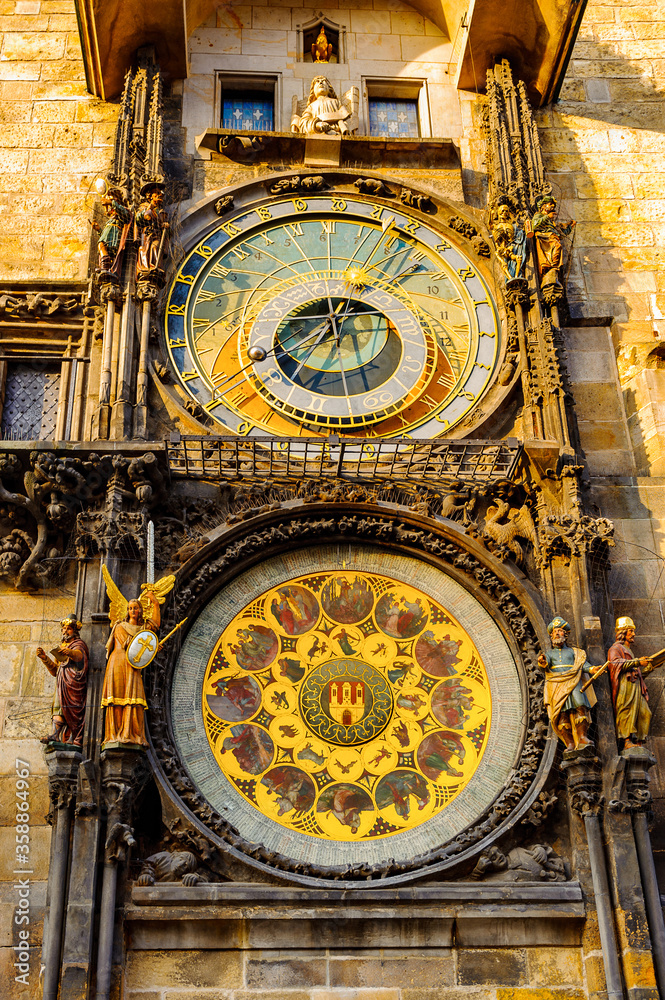 Close view of astonomical clock in Prague, Czech Republic