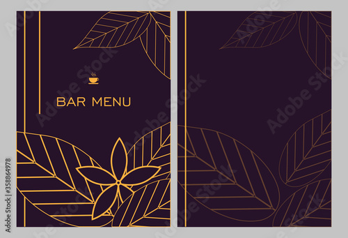 banner from the leaves of the coffee and cocoa beans. the linear style of illustration. coffee