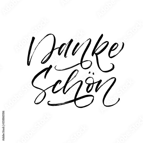 Thank you in German. Modern vector brush calligraphy. Ink illustration with hand-drawn lettering. 