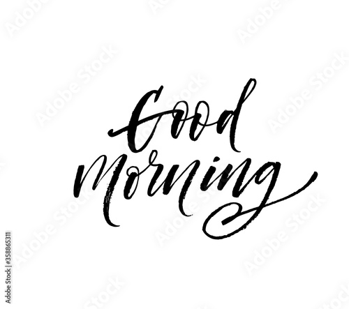 Good morning phrase. Modern vector brush calligraphy. Ink illustration with hand-drawn lettering. 