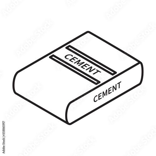 Cement of bag isometric vector icon.Line vector icon isolated on white background cement of bag .