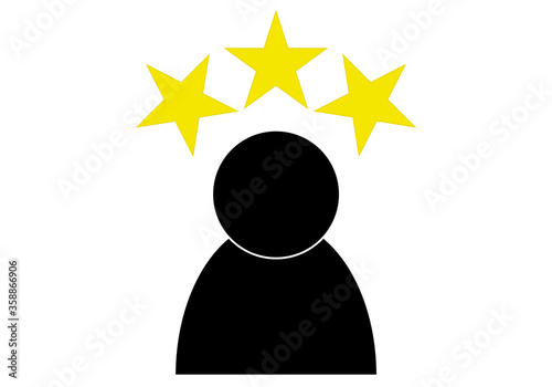 Icono de una persona con estrellas amarillas.