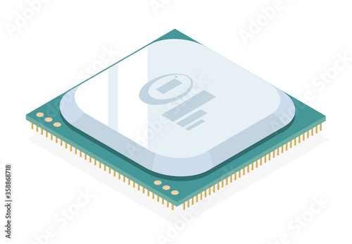 cpu computer isometric simple designed