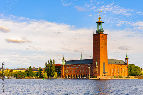 City Hall of Stockholm, seen from the south, across Riddarfjarden, Sweden