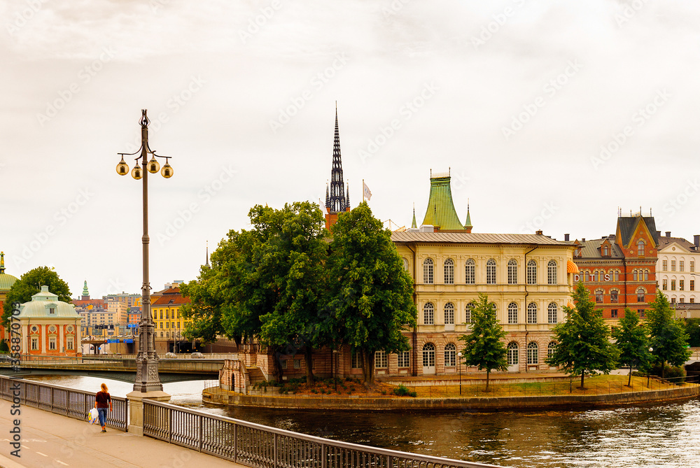 Obraz premium Beautiful colorful architecture of the center of Stockholm, Sweden