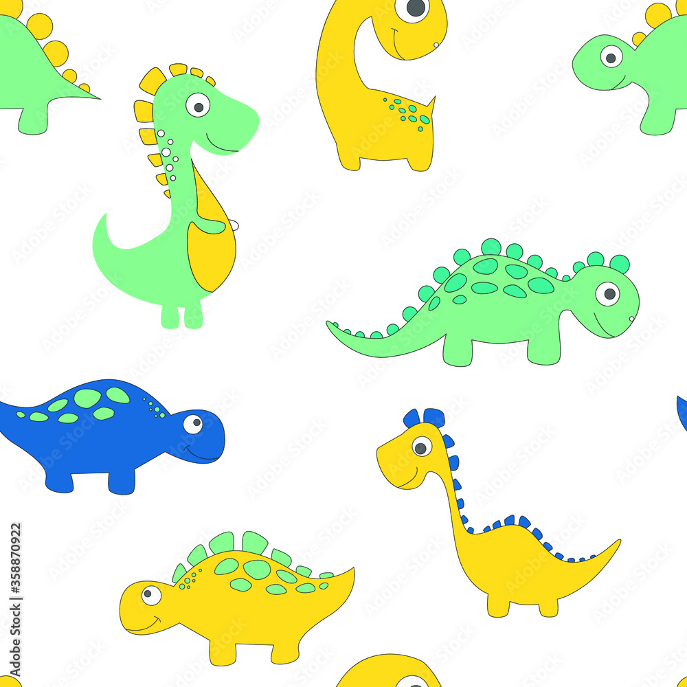 Childish dinosaur seamless pattern for fashion clothes, fabric, t shirts. hand drawn vector Childish dinosaur seamless pattern for fashion clothes, fabric, t shirts. hand drawn vector