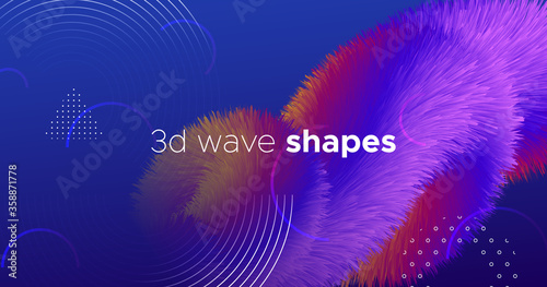Colorful Wave 3d Liquid Shapes. Vector Music 