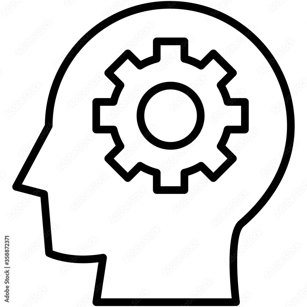 Idea illustration in head icon Idea illustration in head icon