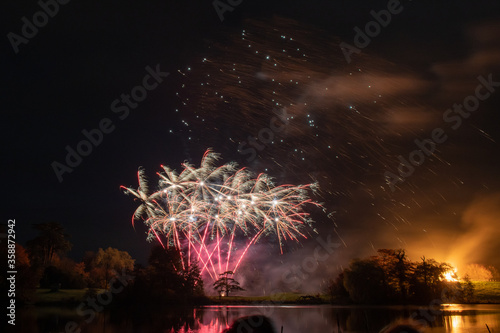 Long exposure of fireworks at Sherborne castle in Dorset photo