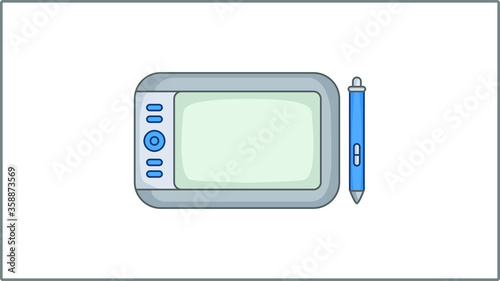 Vector Flat Graphics Tablet icon. Graphics Pad Illustration. Pen Drawing. 