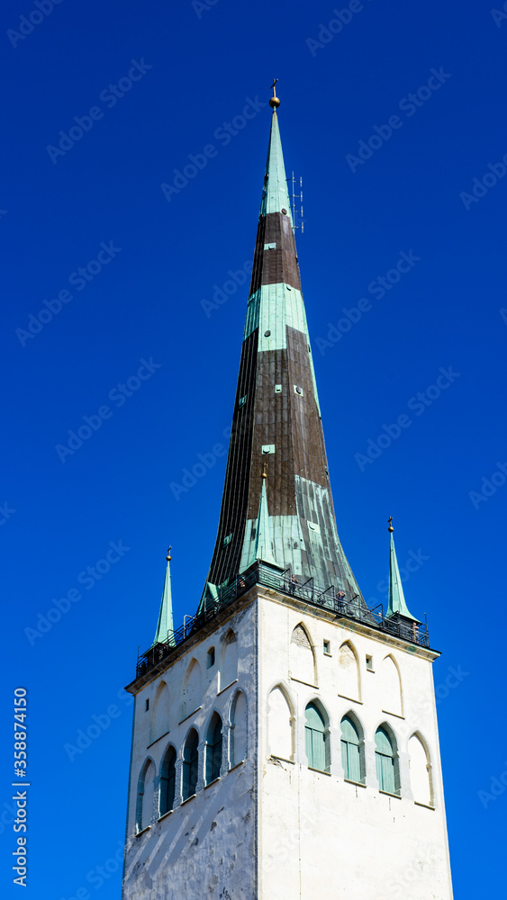 Obraz premium It's St. Olaf's Church in the Historical Centre of Tallinn, Estonia. It's part of the UNESCO World Heritage site