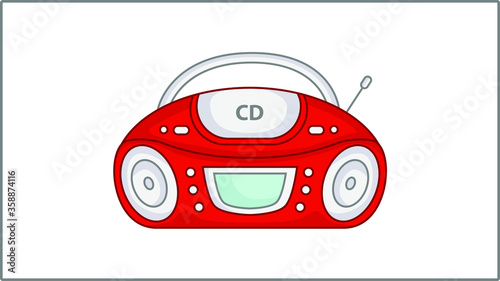 Vector Flat CD Audio Player icon. Cassette Player Illustration. Drawing.	
