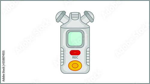 Vector Flat Voice recorder icon. Recording Illustration. Drawing.	
