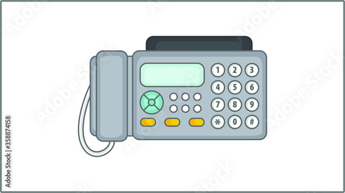 Vector Flat Fax Phone icon. Fax Illustration. Push-button Telephone Drawing.	
