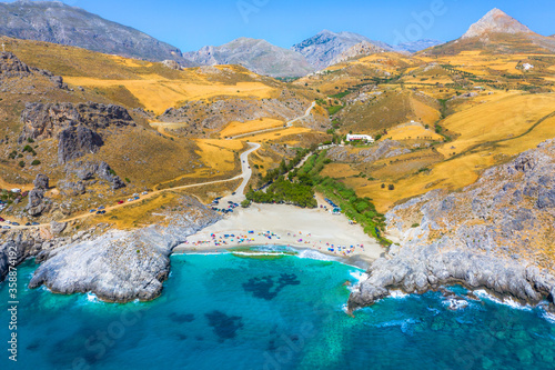 Amazing Ammoudi, Ammoudaki, Damnoni beaches in Crete island, Greece near famous resort of Plakias