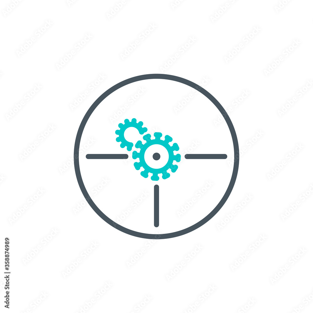 aim right on target shoot Coronavirus single line icon isolated on white. Perfect outline symbol precision Covid 19 pandemic banner. high Quality design element aim cross with editable Stroke aim right on target shoot Coronavirus single line icon isolated on white. Perfect outline symbol precision Covid 19 pandemic banner. high Quality design element aim cross with editable Stroke