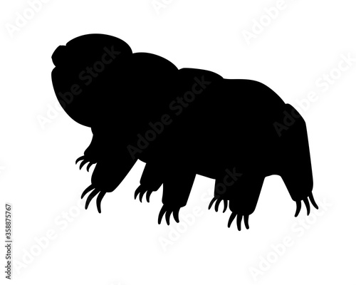 Tardigrades is a vector silhouette picture for a logo or sign with a microscopic animal. The silhouette of Tardigrades or a small water bear is a very small invertebrate. Eutardigrada.
